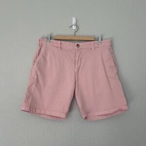 Marine Layer Shorts Mens 34 Pink Chino Casual Stretch Flat Front
